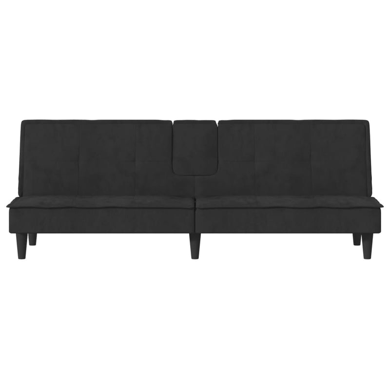 Sofa Bed with Cup Holders Black Velvet