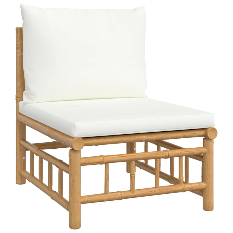 12 Piece Garden Lounge Set with Cream White Cushions  Bamboo