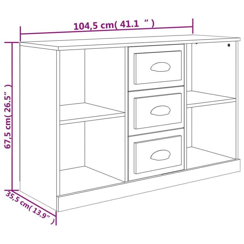 Sideboard White 104.5x35.5x67.5 cm Engineered Wood