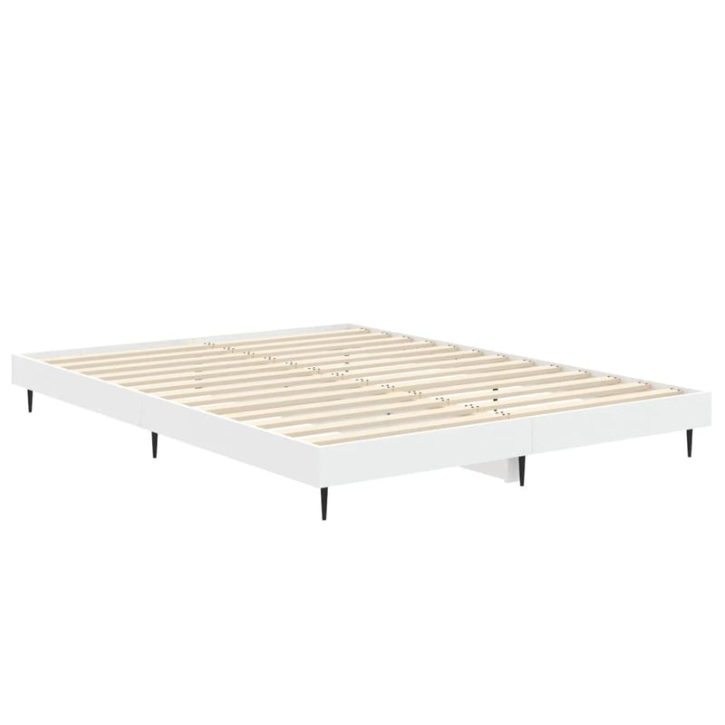 Bed Frame White 137x187 cm Double Size Engineered Wood