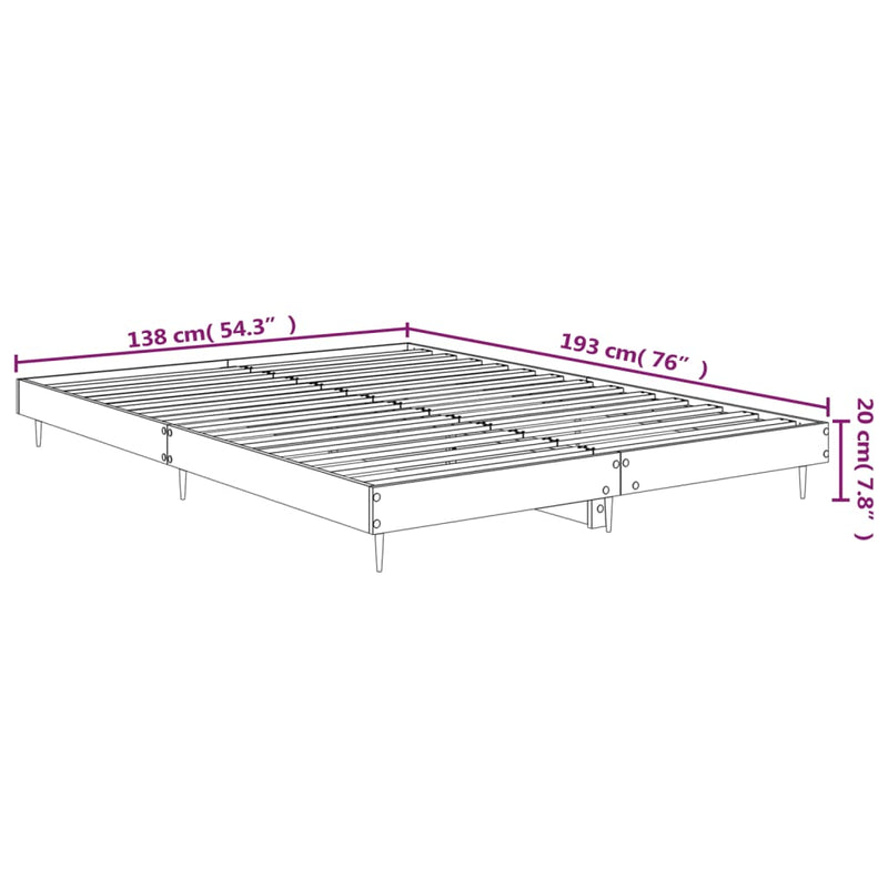 Bed Frame White 137x187 cm Double Size Engineered Wood