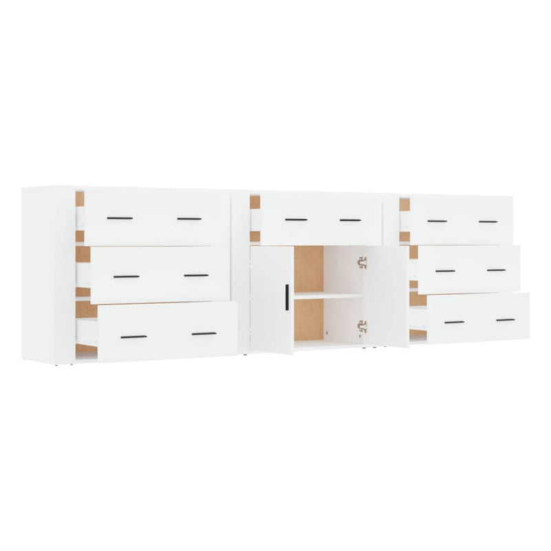 Sideboards 3 pcs White Engineered Wood