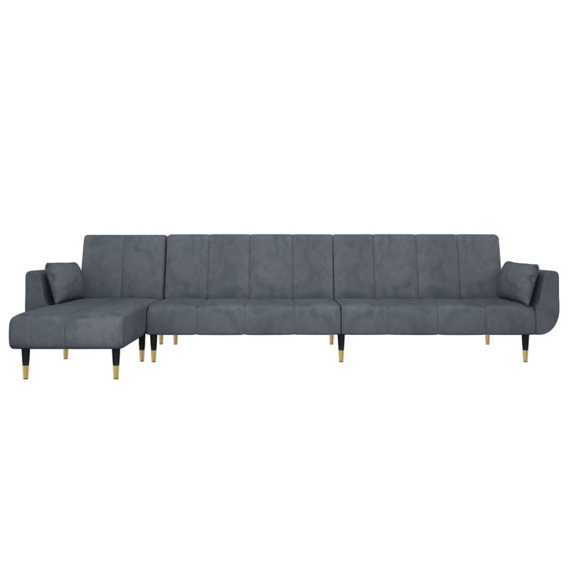 L-shaped Sofa Bed Dark Grey 275x140x70 cm Velvet