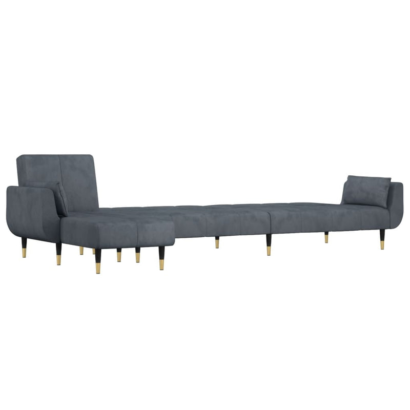 L-shaped Sofa Bed Dark Grey 275x140x70 cm Velvet