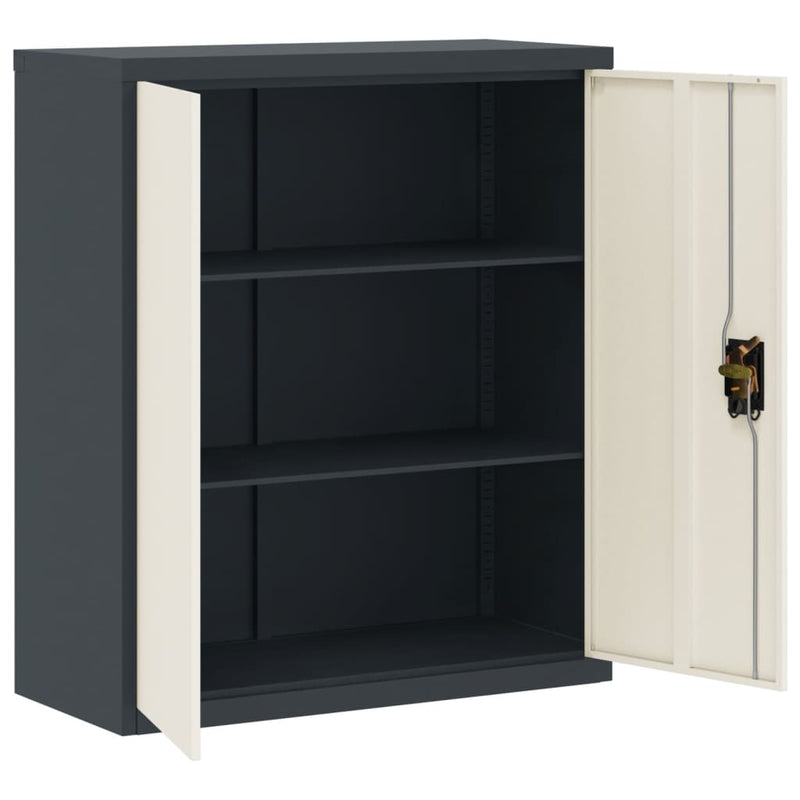 File Cabinet Anthracite and White 90x40x105 cm Steel
