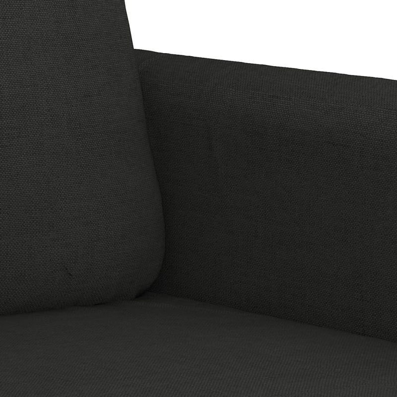 3 Piece Sofa Set with Pillows Black Fabric