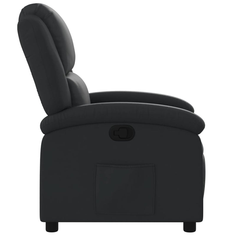 Recliner Chair Black Real Leather
