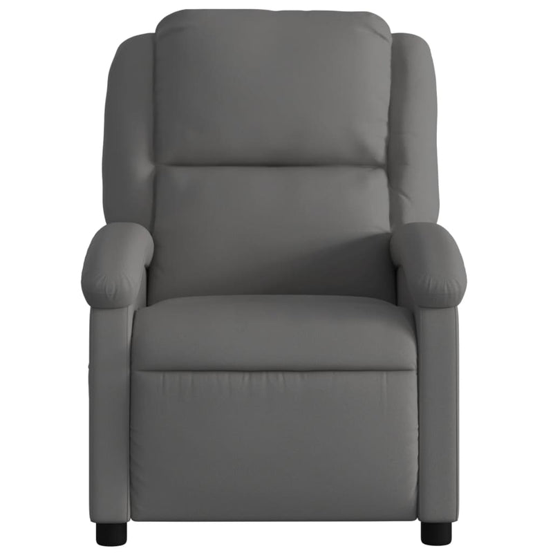 Recliner Chair Grey Real Leather