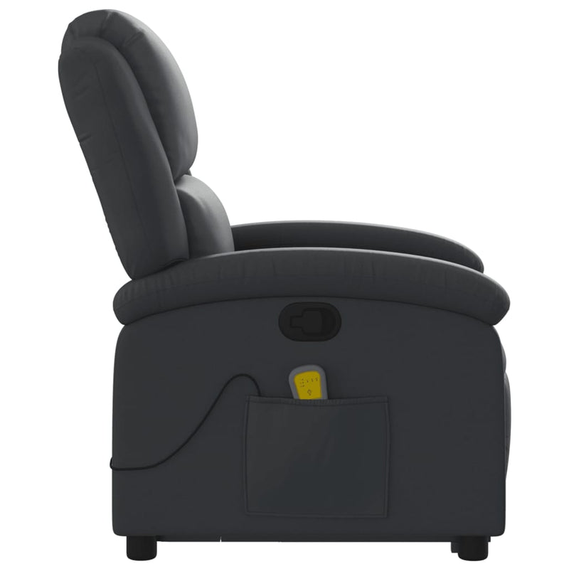 Stand up Massage Recliner Chair Black Real Leather