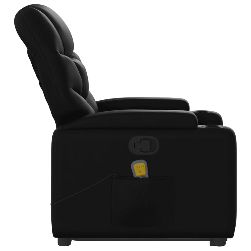 Stand up Massage Recliner Chair Black Faux Leather