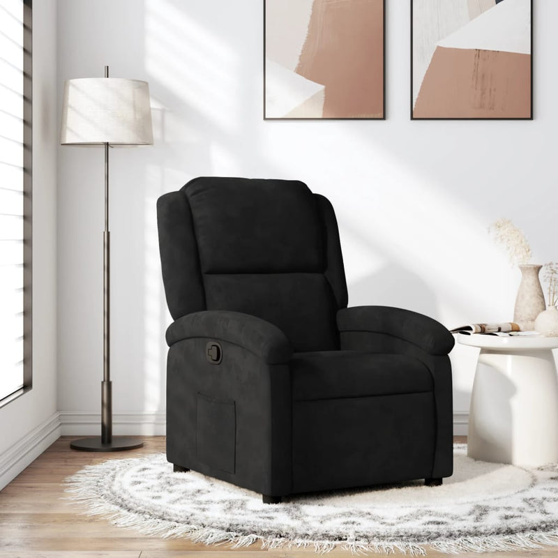 Recliner Chair Black Velvet