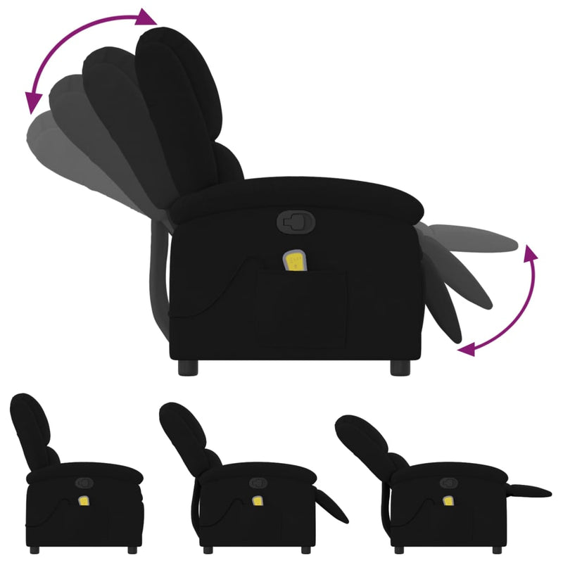 Massage Recliner Chair Black Velvet