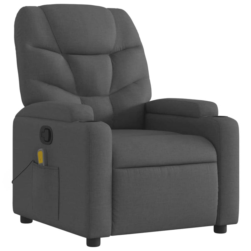 Massage Recliner Chair Dark Grey Fabric