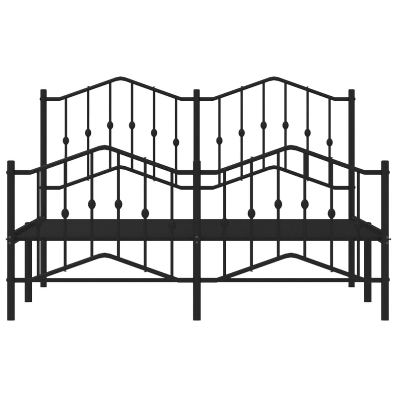 Metal Bed Frame with Headboard and Footboard Black 150x200 cm