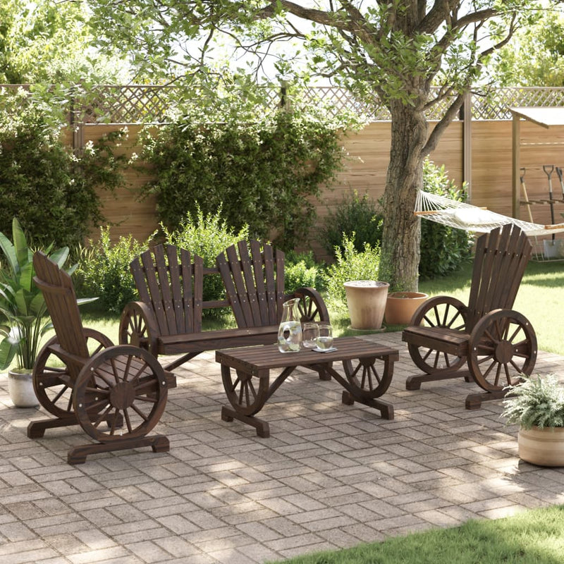 4 Piece Garden Lounge Set Solid Wood Fir