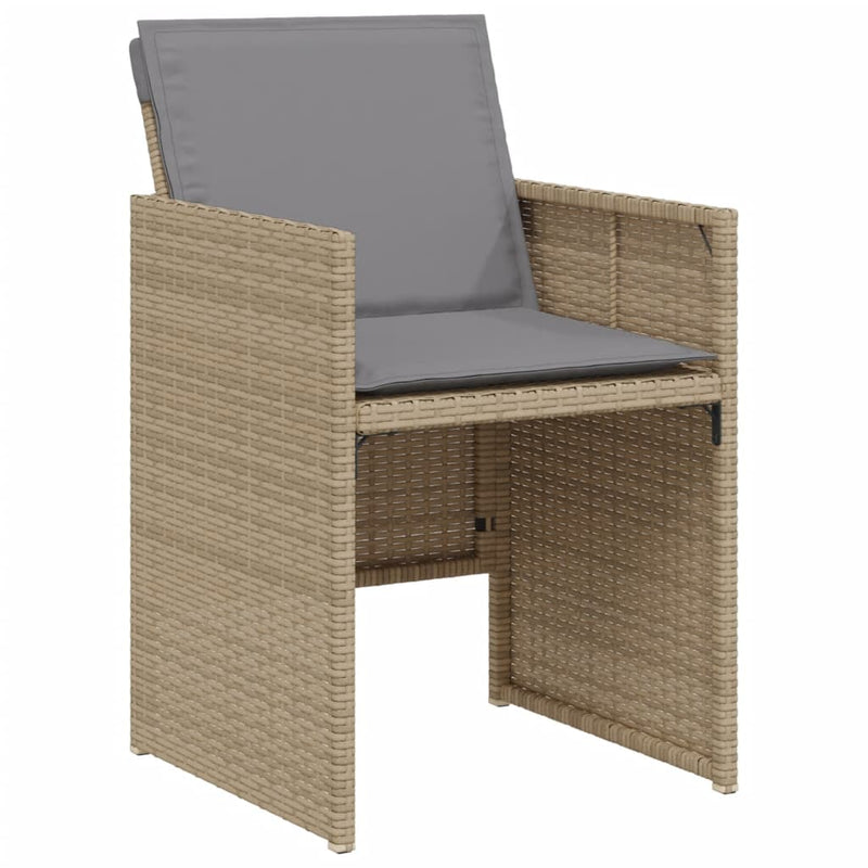 3 Piece Bistro Set with Cushions Mix Beige Poly Rattan