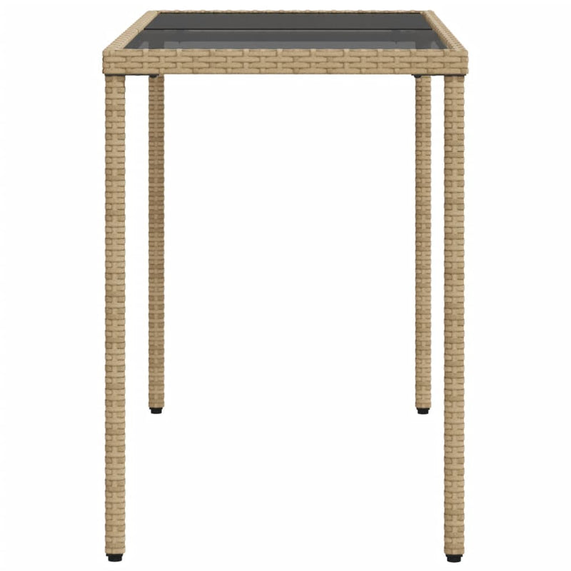 Garden Table with Glass Top Beige 115x54x74 cm Poly Rattan