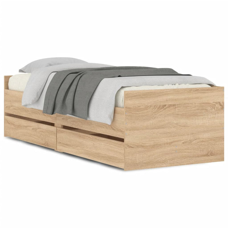 Bed Frame with Drawers Sonoma Oak 90x190 cm