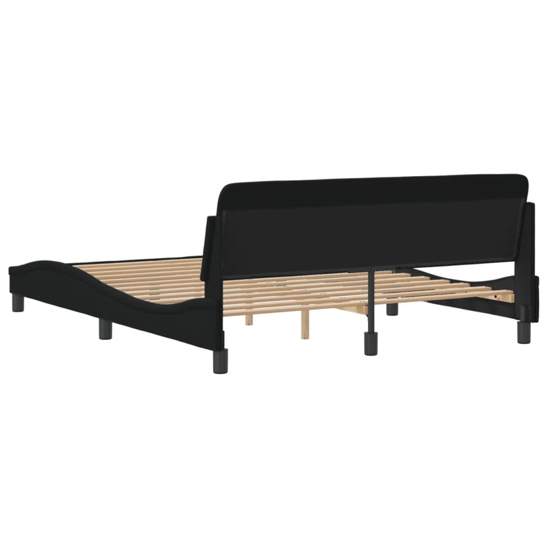 Bed Frame with Headboard Black 152x203 cm Fabric