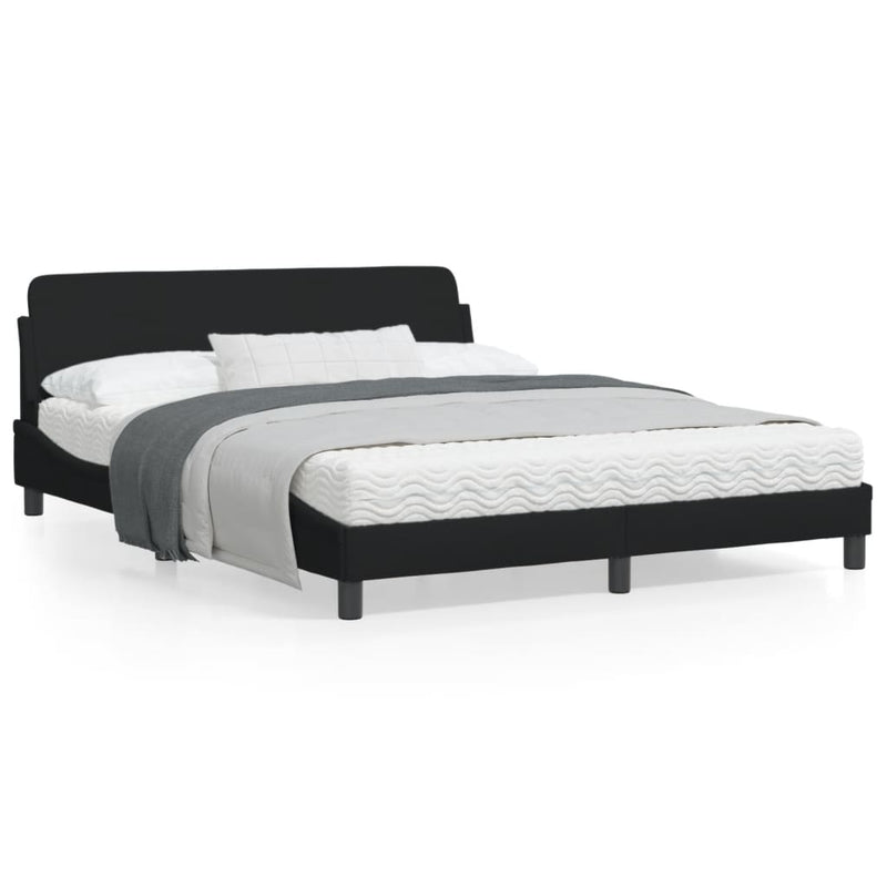Bed Frame with Headboard Black 152x203 cm Fabric