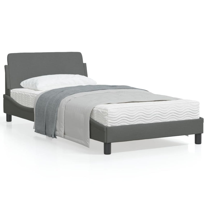 Bed Frame with Headboard Dark Grey 107x203 cm Fabric