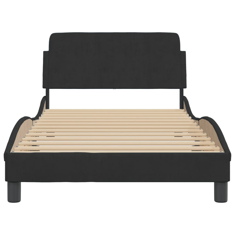 Bed Frame with Headboard Black 107x203 cm Velvet