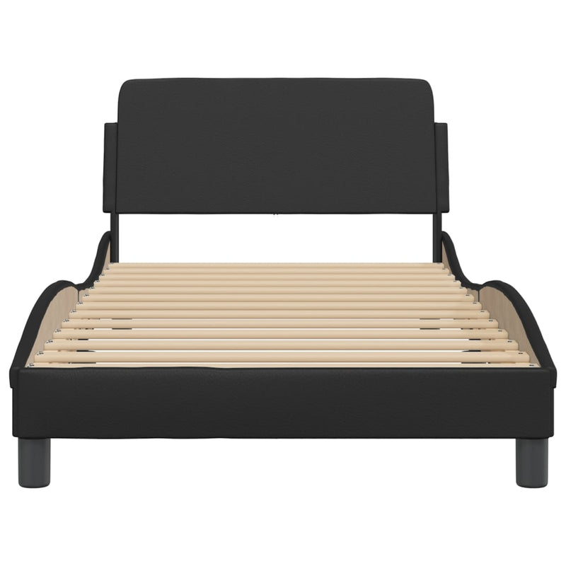 Bed Frame with Headboard Black 107x203 cm Faux Leather