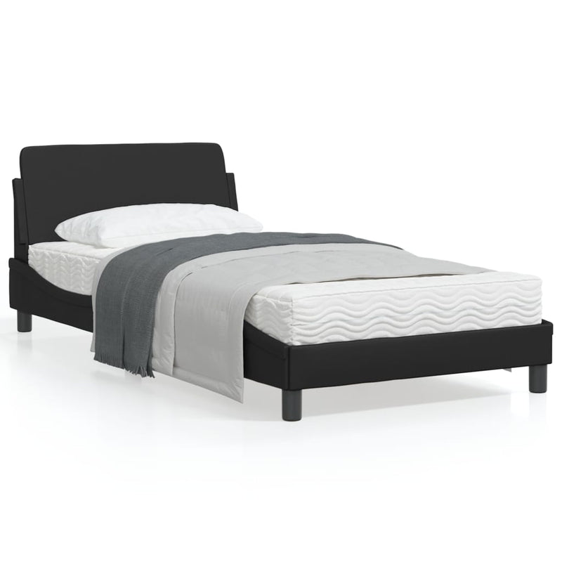 Bed Frame with Headboard Black 107x203 cm Faux Leather