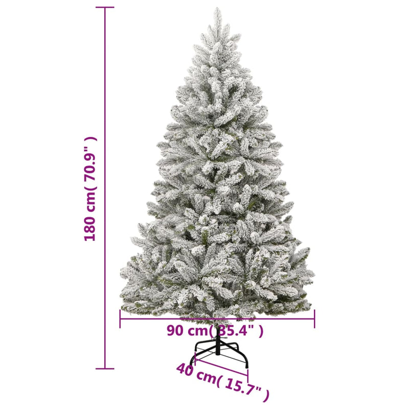 Artificial Hinged Christmas Tree 300 LEDs & Flocked Snow 180 cm