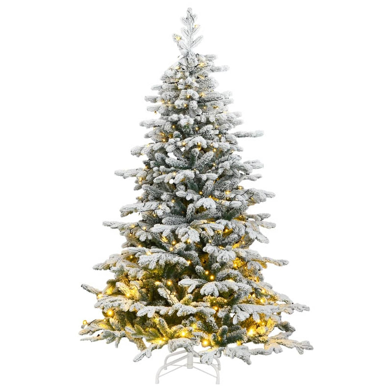 Artificial Hinged Christmas Tree 300 LEDs & Flocked Snow 180 cm