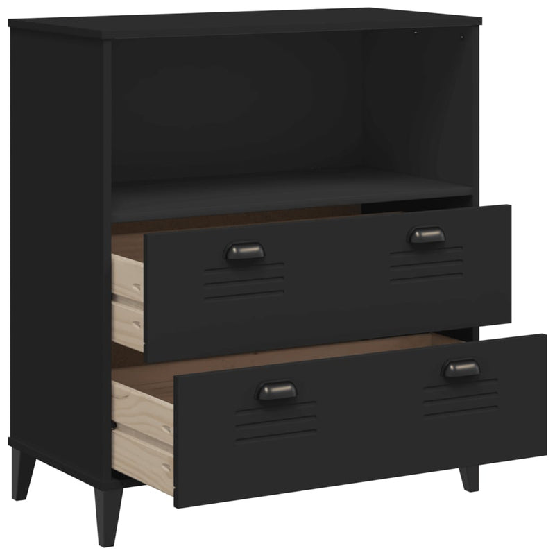 Bookcase VIKEN Black 80x40x90 cm Solid Wood Pine