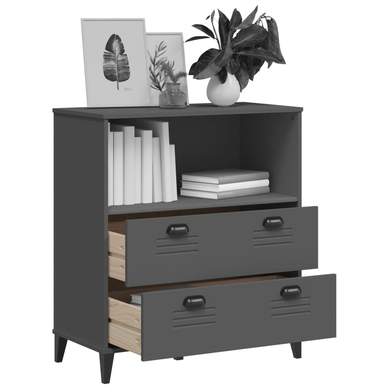 Bookcase VIKEN Anthracite Grey 80x40x90 cm Solid Wood Pine