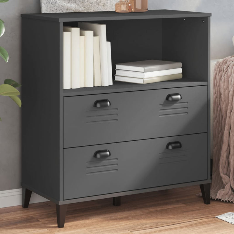 Bookcase VIKEN Anthracite Grey 80x40x90 cm Solid Wood Pine