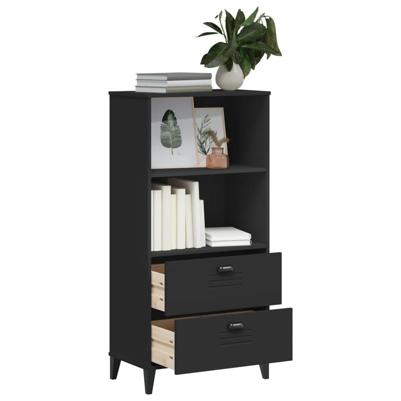 Bookcase VIKEN Black 60x35x123 cm Solid Wood Pine