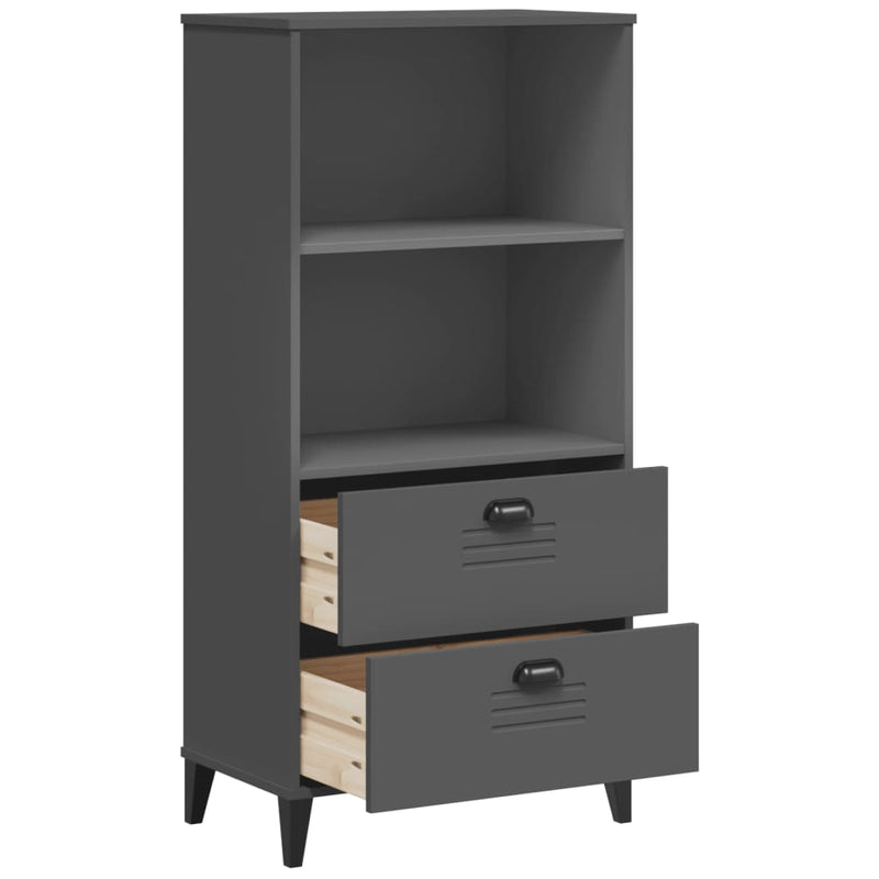 Bookcase VIKEN Anthracite Grey 60x35x123 cm Solid Wood Pine