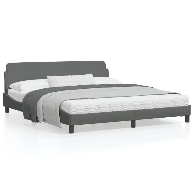 Bed Frame with Headboard Dark Grey 183x203 cm King Size Fabric