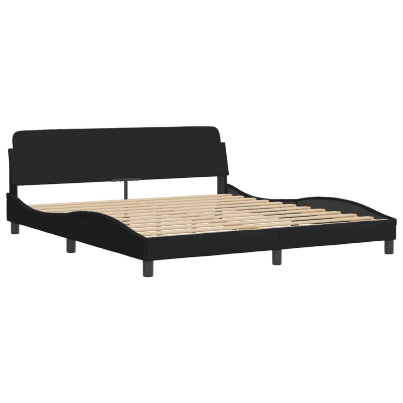 Bed Frame with Headboard Black 183x203 cm King Size Fabric