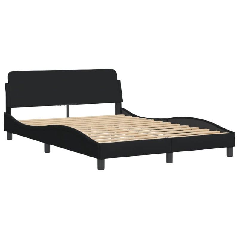 Bed Frame with Headboard Black 137x190 cm Fabric