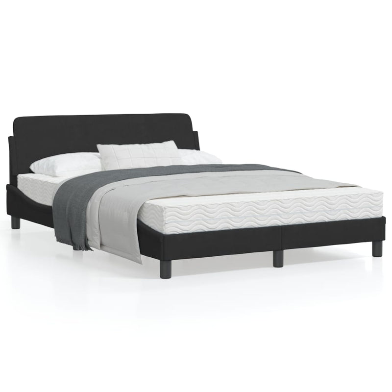 Bed Frame with Headboard Black 137x190 cm Velvet