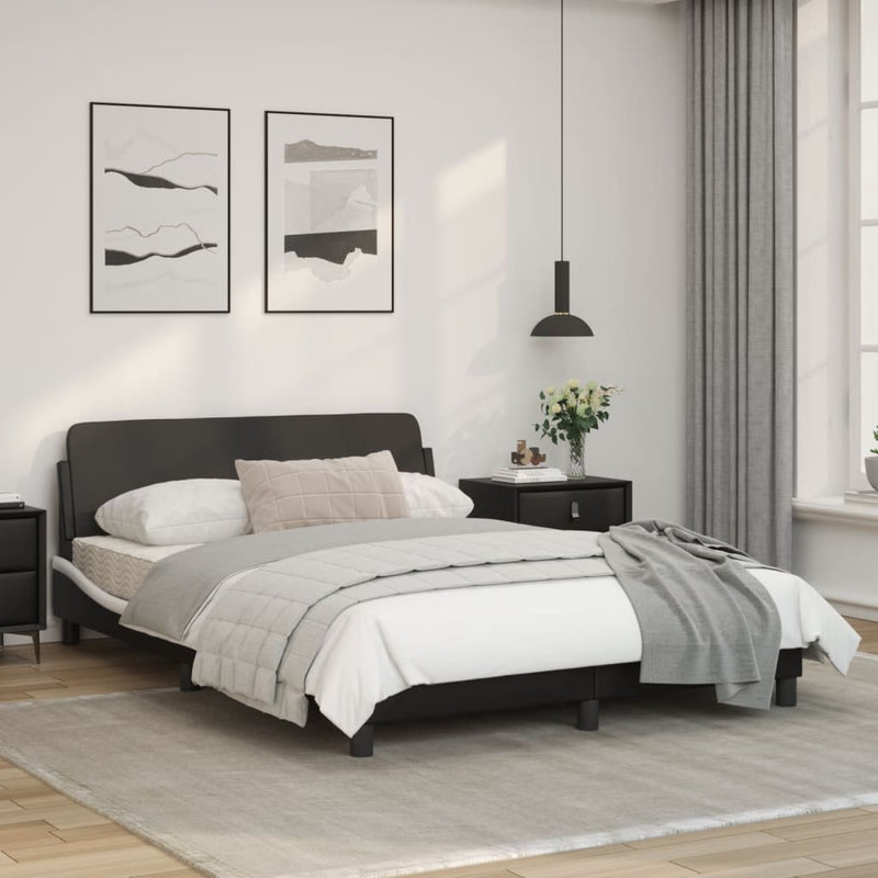 Bed Frame with Headboard Black and White 137x190 cm Faux Leather
