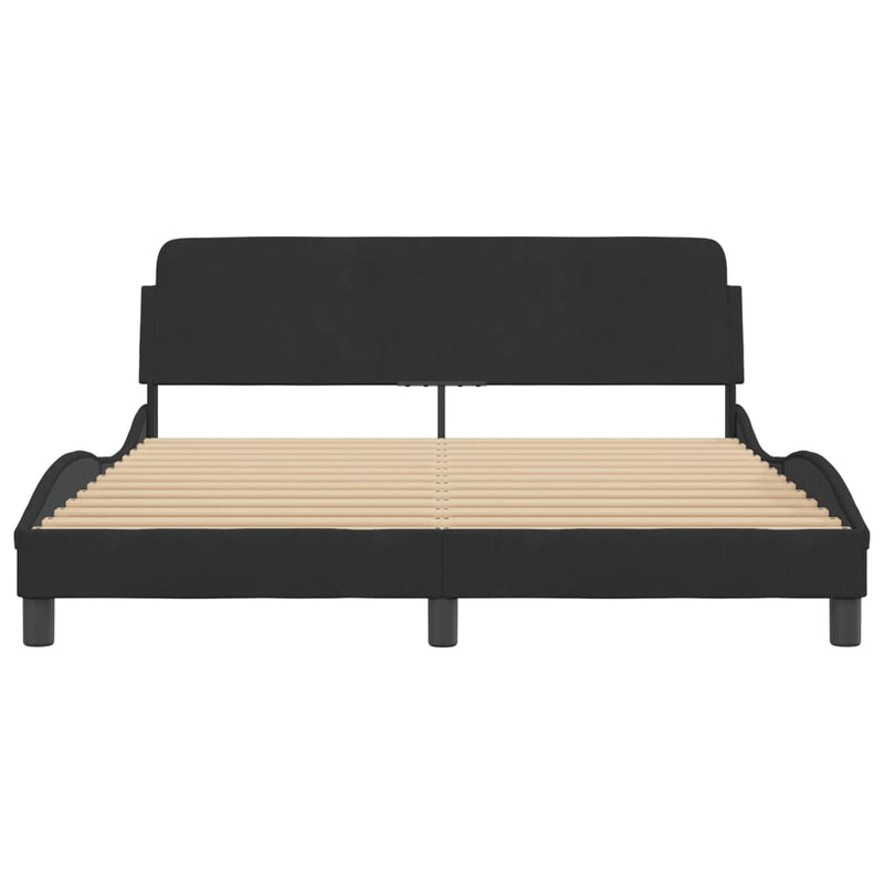 Bed Frame with Headboard Black 152x203 cm Velvet