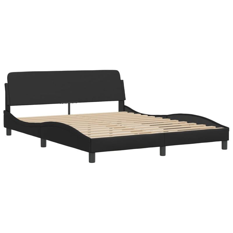 Bed Frame with Headboard Black 152x203 cm Faux Leather