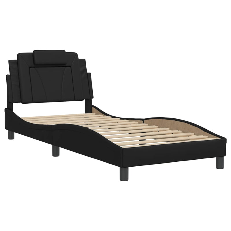 vidaXL Bed Frame with Headboard Black 90x190 cm Faux Leather