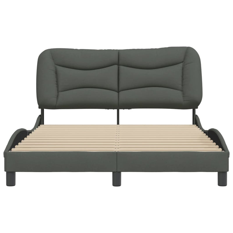 Bed Frame with Headboard Dark Grey 153x203 cm Queen Size Fabric