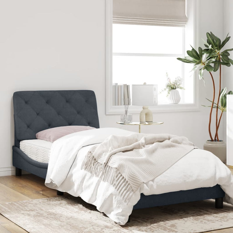 Bed Frame with Headboard Dark Grey 92x187 cm Single Size Velvet