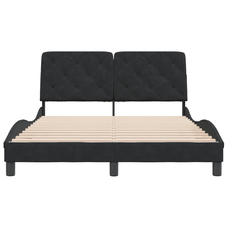 Bed Frame with Headboard Black 137x187 cm Double Size Velvet