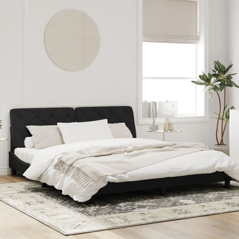 Bed Frame with Headboard Black 183x203 cm King Size Velvet