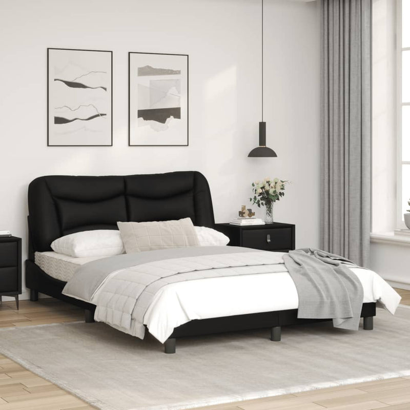 Bed Frame with Headboard Black 137x190 cm Faux Leather
