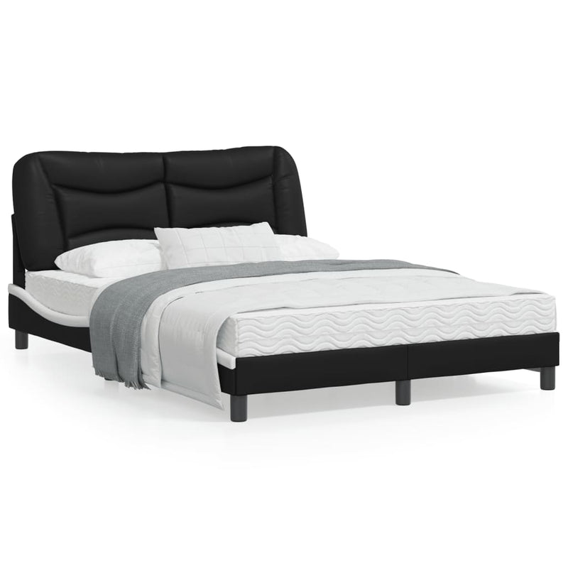 Bed Frame with Headboard Black and White 137x190 cm Faux Leather