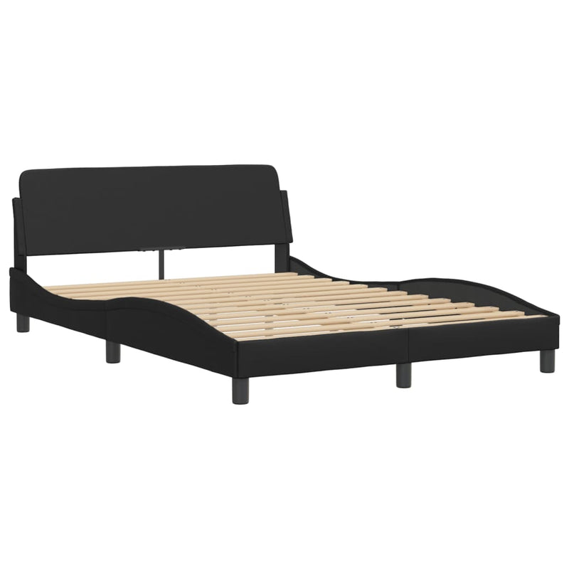 Bed Frame with Headboard Black 137x187 cm Double Size Faux Leather
